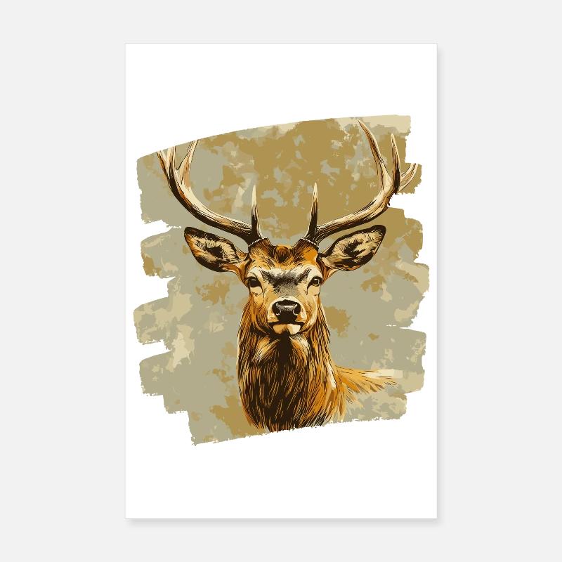 Hirsch mit Geweih Poster 20x30 cm