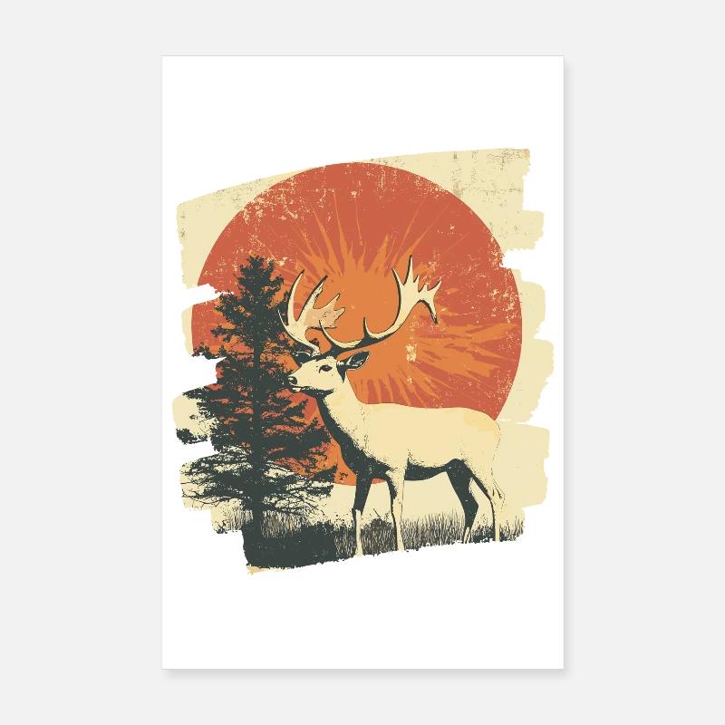 Hirsch mit Geweih Poster 20x30 cm