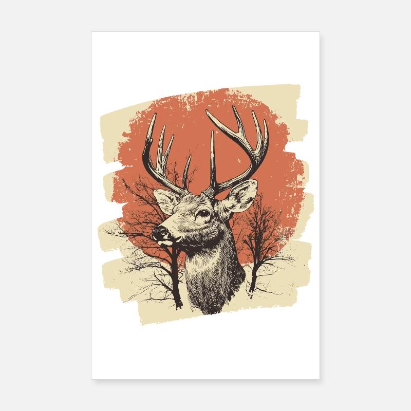 Cerf avec bois Poster 20 x 30 cm
