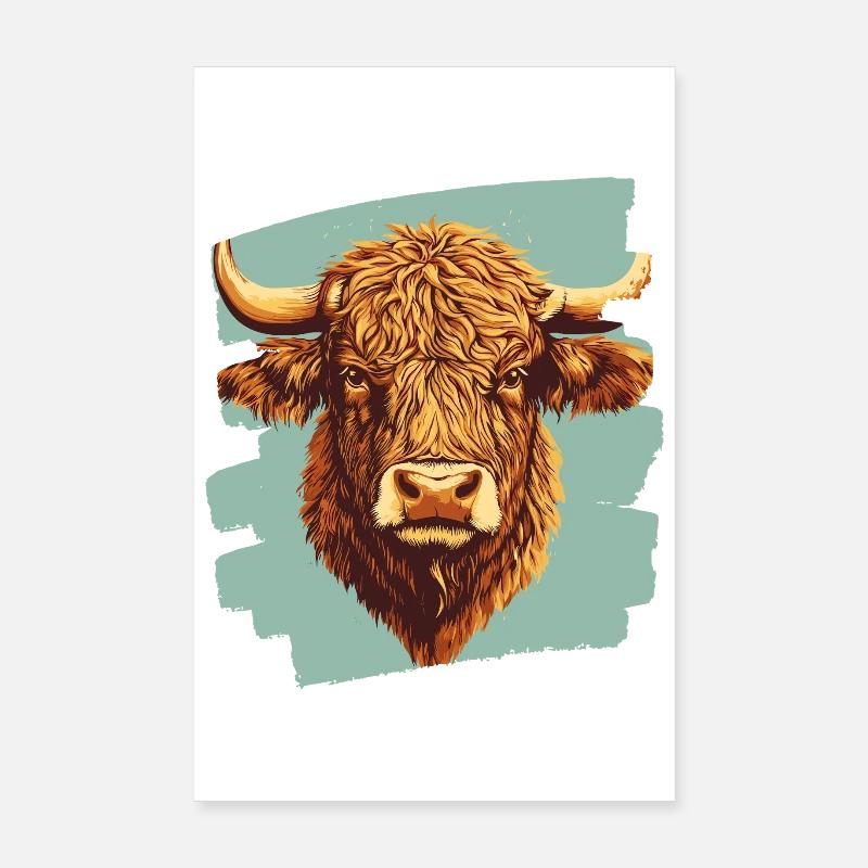 Scottish Highland cattle Poster 8" x 12" (20x30 cm)