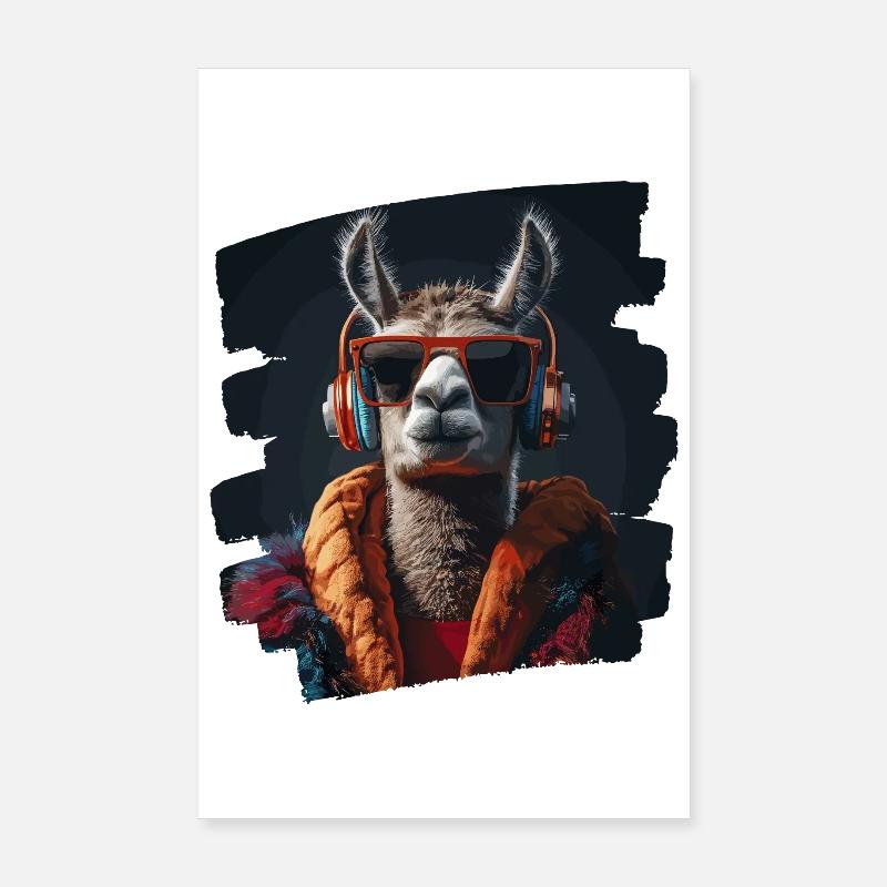 Lama Kopfhörer Poster 20x30 cm