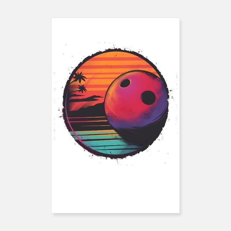 Retrowave Bowling Kugel Poster 20x30 cm