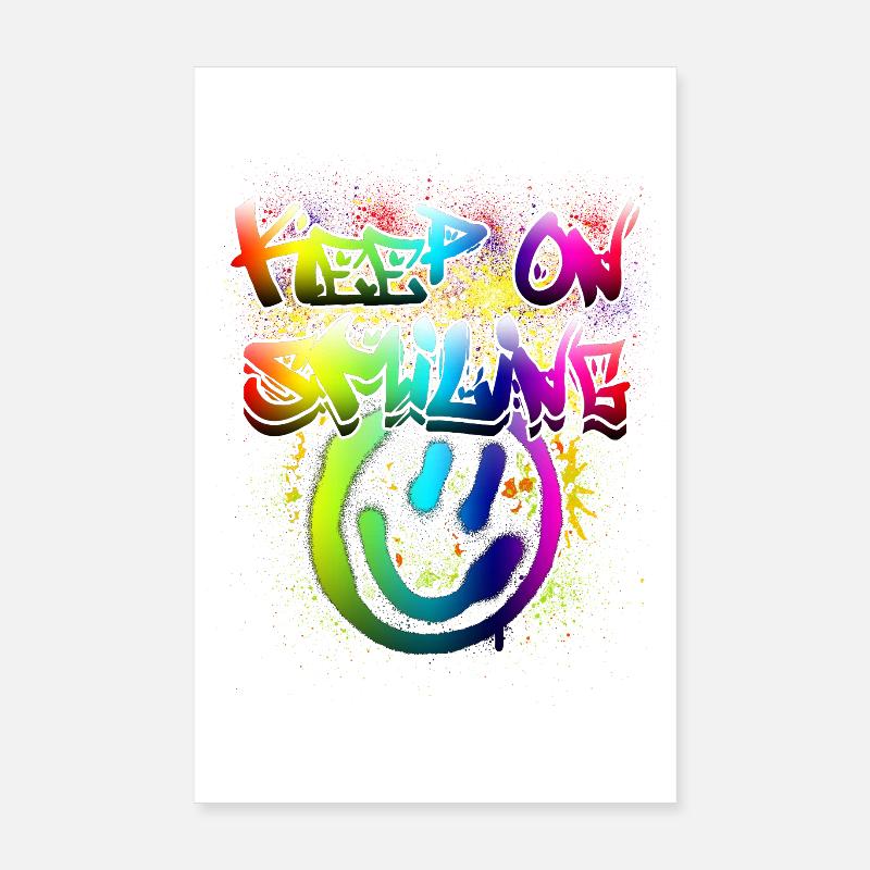 Buntes Happy Face Graffiti Design Poster 20x30 cm