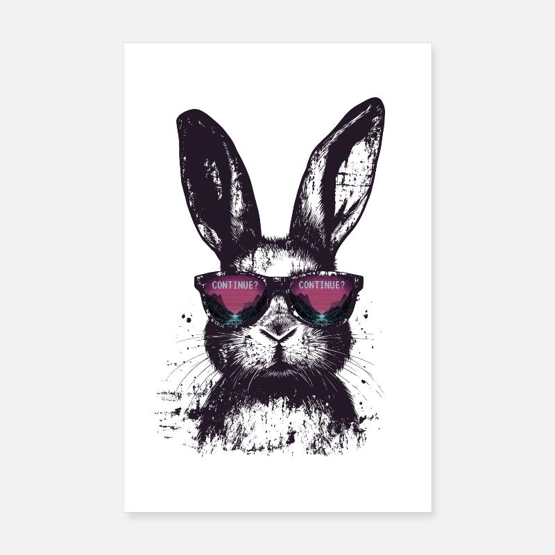 Hase Sonnenbrille Retro Synthwave Gaming Geschenk Poster 20x30 cm