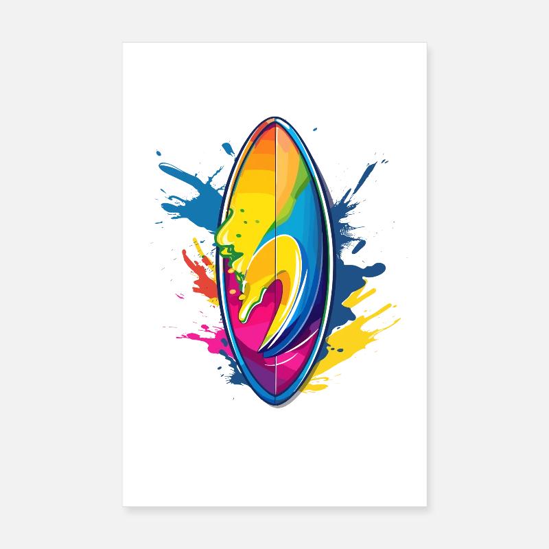 Surfbrett Farbklecks Poster 20x30 cm