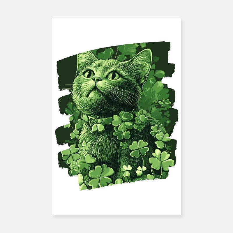Chat de la Saint-Patrick Poster 20 x 30 cm