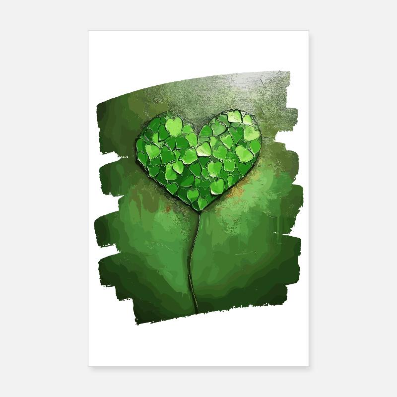 St. Patricks day Kleeblatt Herz Poster 20x30 cm