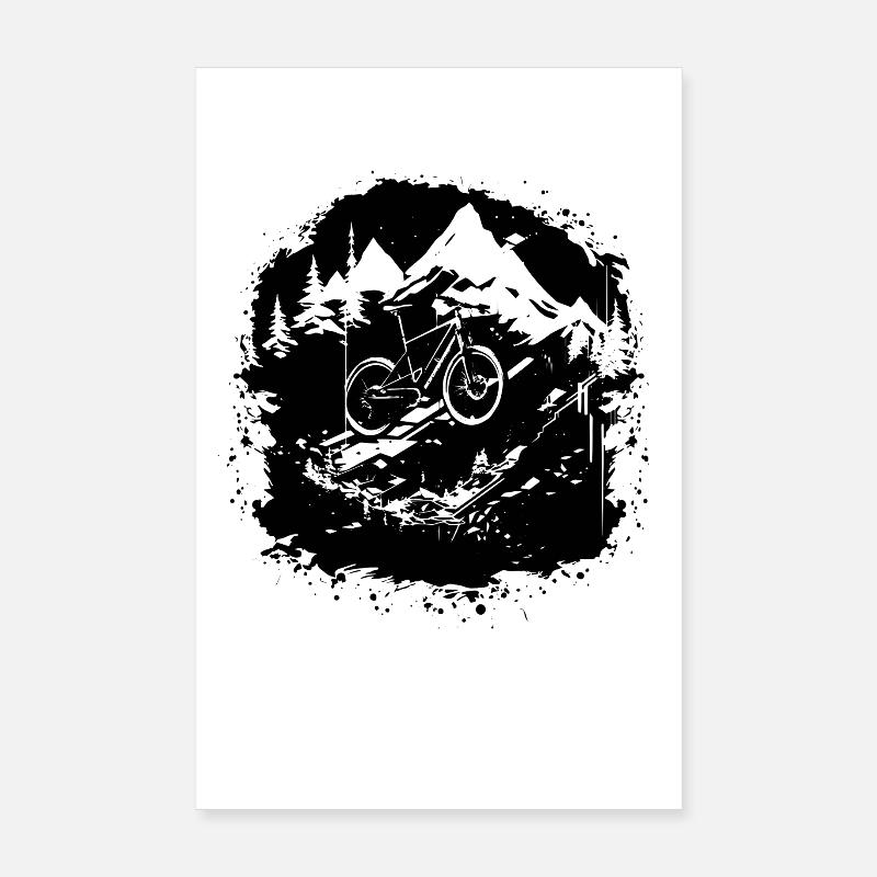 Mountainbiking Illustration Poster 20x30 cm