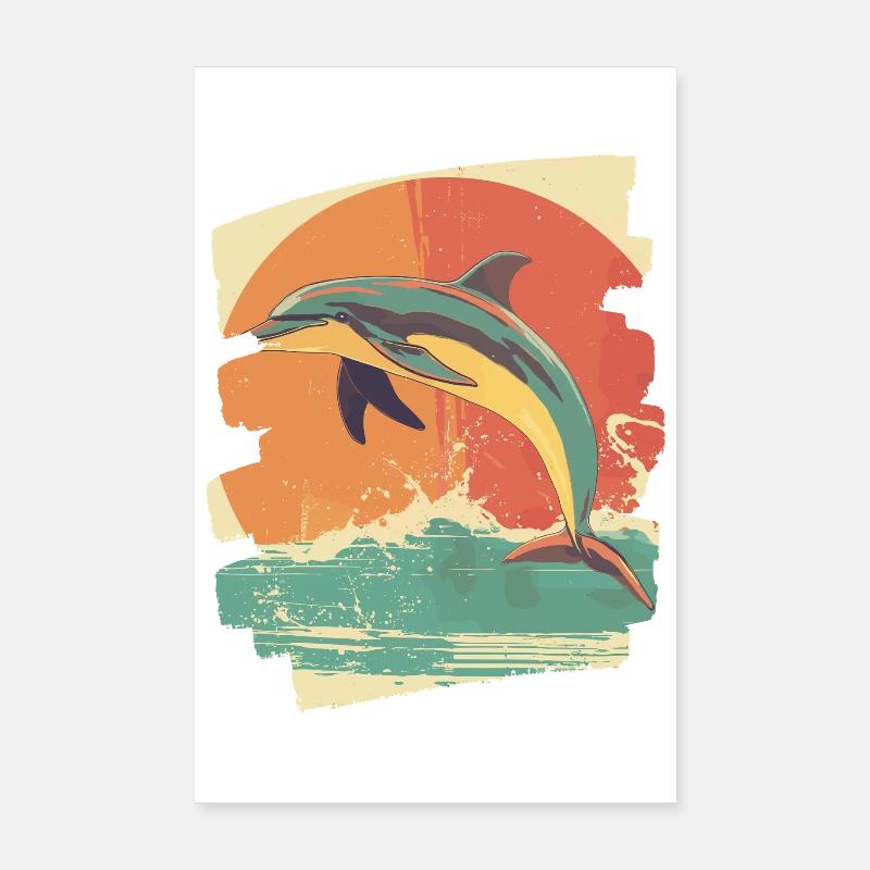 Delfin - Poster 20x30 cm - Weiß