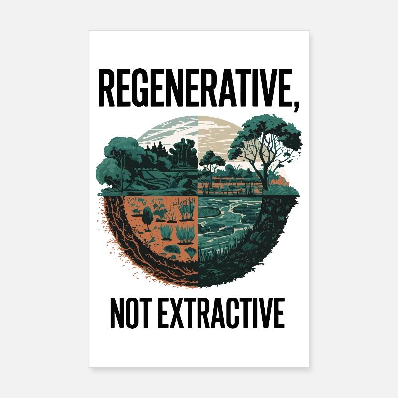 Regenerative, Not Extractive - Eco Farming Design Poster 8" x 12" (20x30 cm)