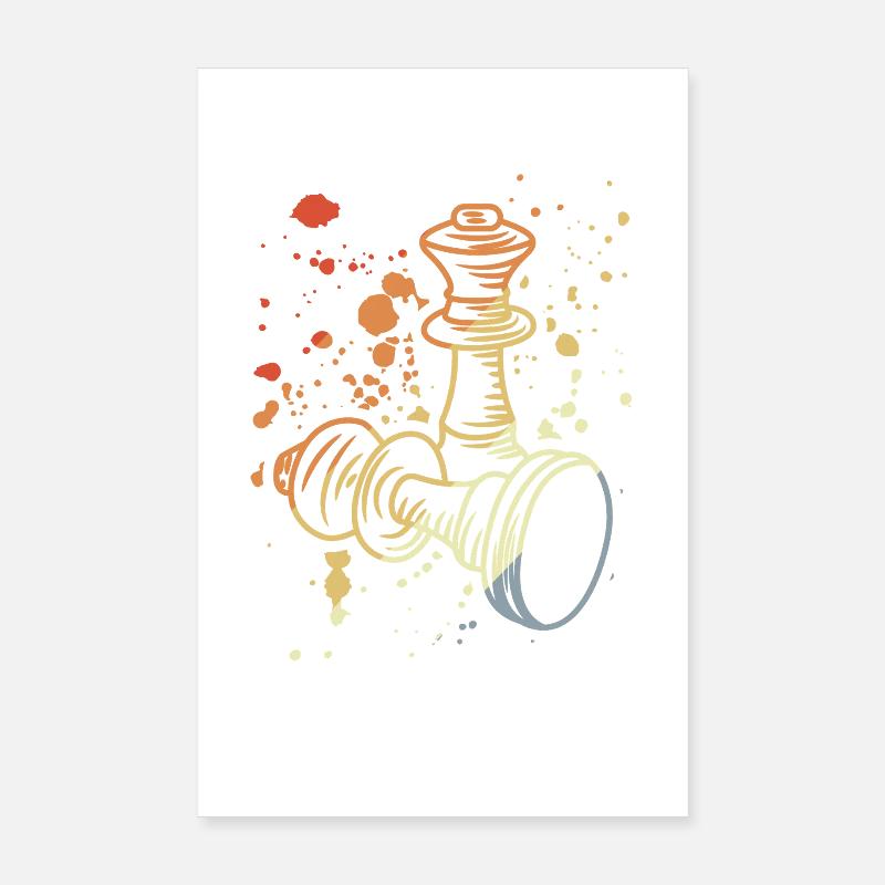 Vintage Chess Set Sketch Poster 8" x 12" (20x30 cm)