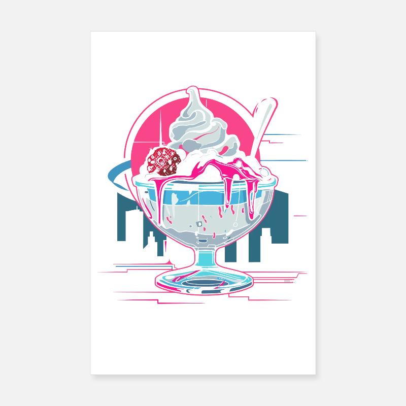 Eisbecher Retrowave Poster 20x30 cm