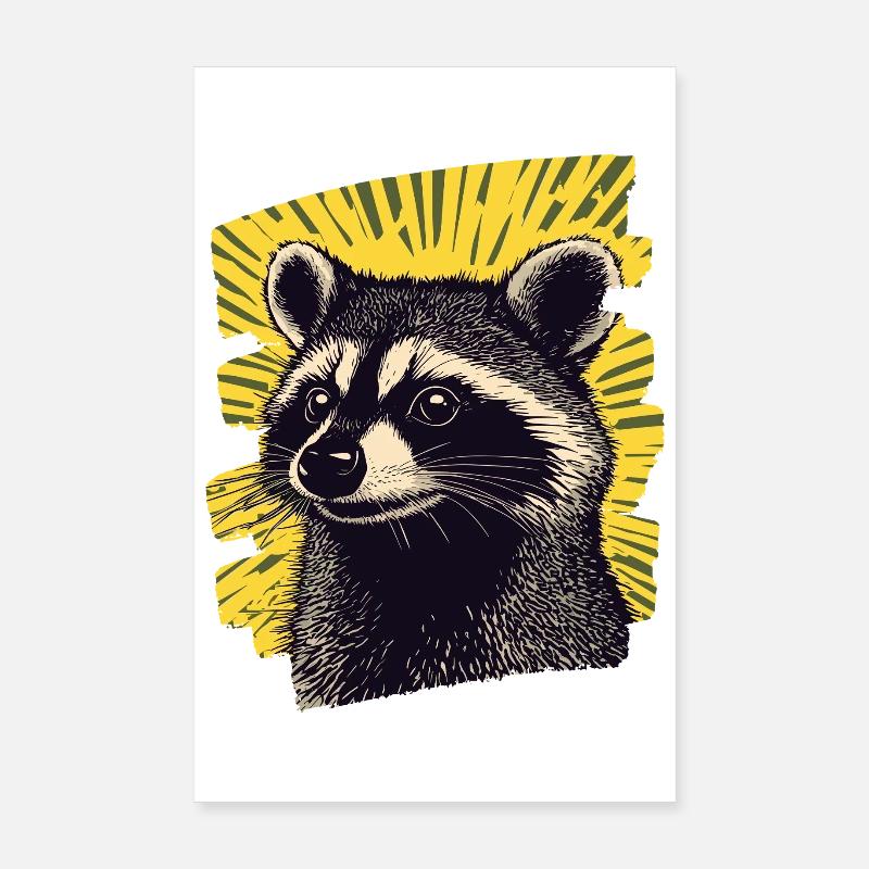 Waschbär - Poster 20x30 cm - Weiß