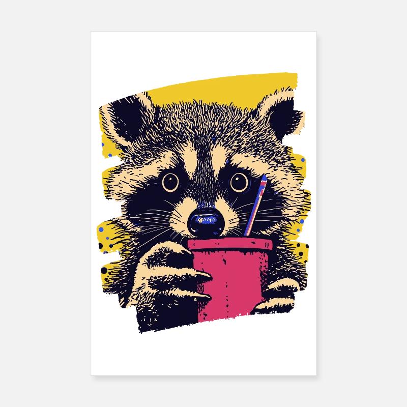 Waschbär - Poster 20x30 cm - Weiß
