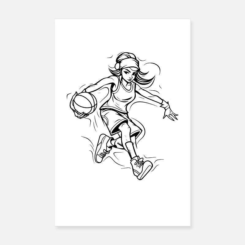Basketball Player Drawing Poster 8" x 12" (20x30 cm)