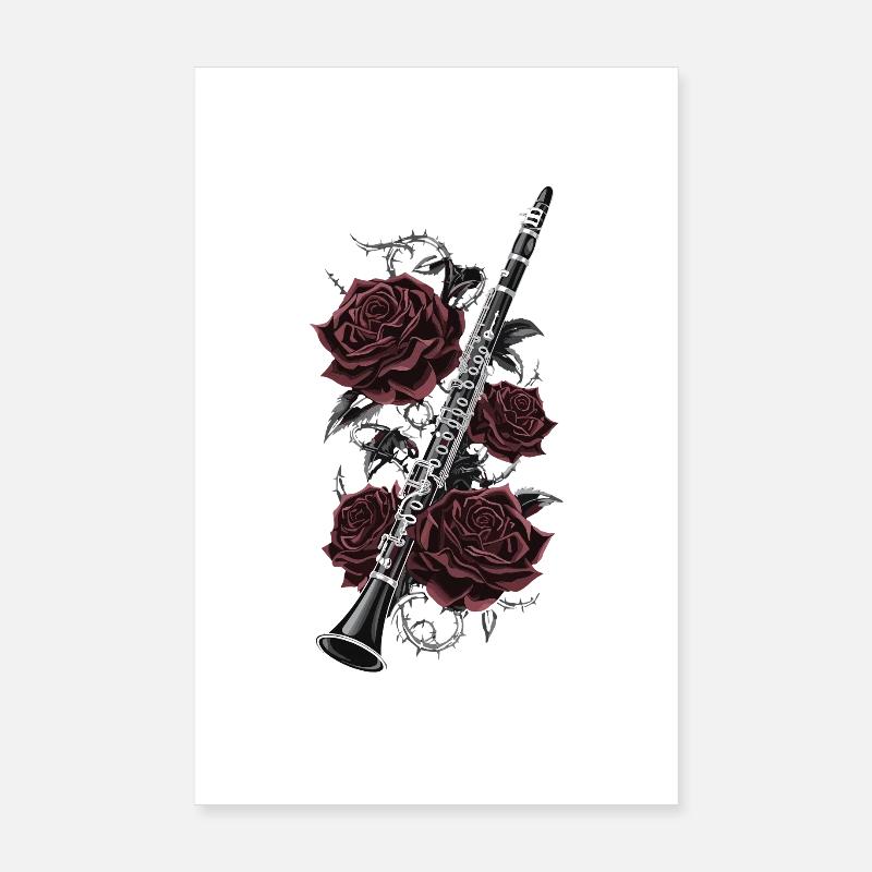 Clarinette avec des roses Poster 20 x 30 cm