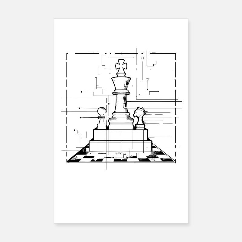 Graphiques de pièces d’échecs Poster 20 x 30 cm