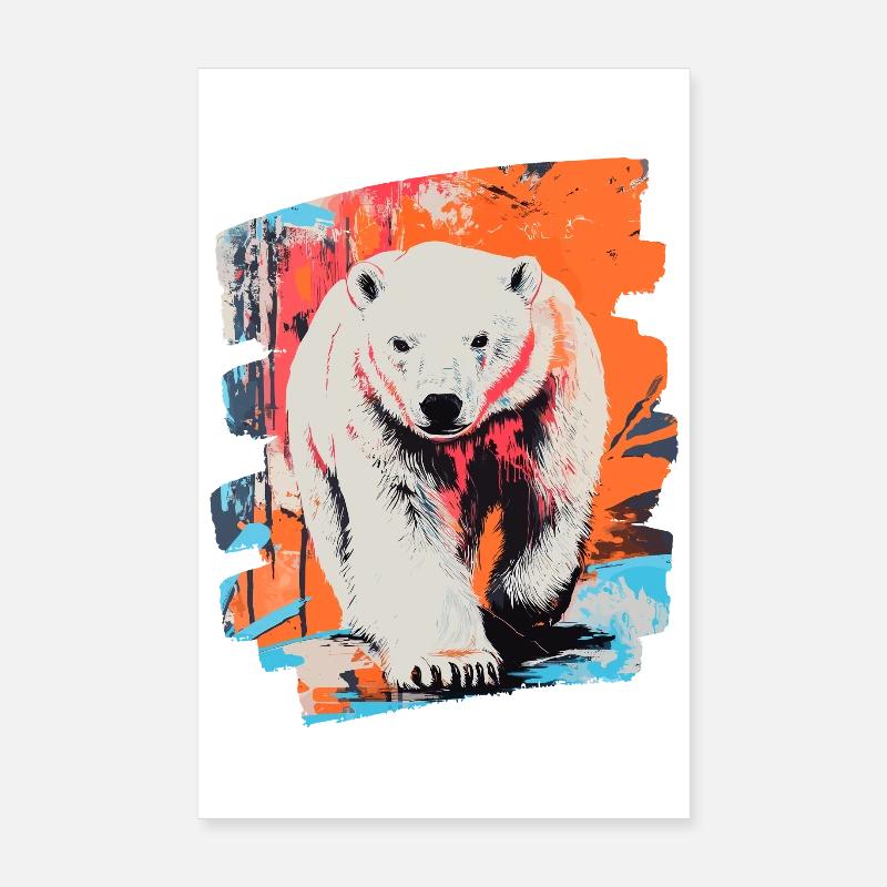 Polar Bear Graffiti Sprayer Poster 8" x 12" (20x30 cm)