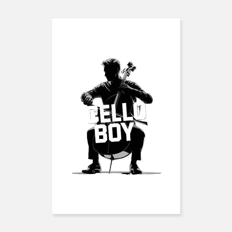 Violoncelle Garçon Silhouette Violoncelle Poster 20 x 30 cm