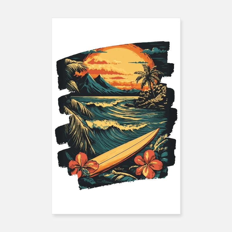 Plage d’Hawaï Poster 20 x 30 cm