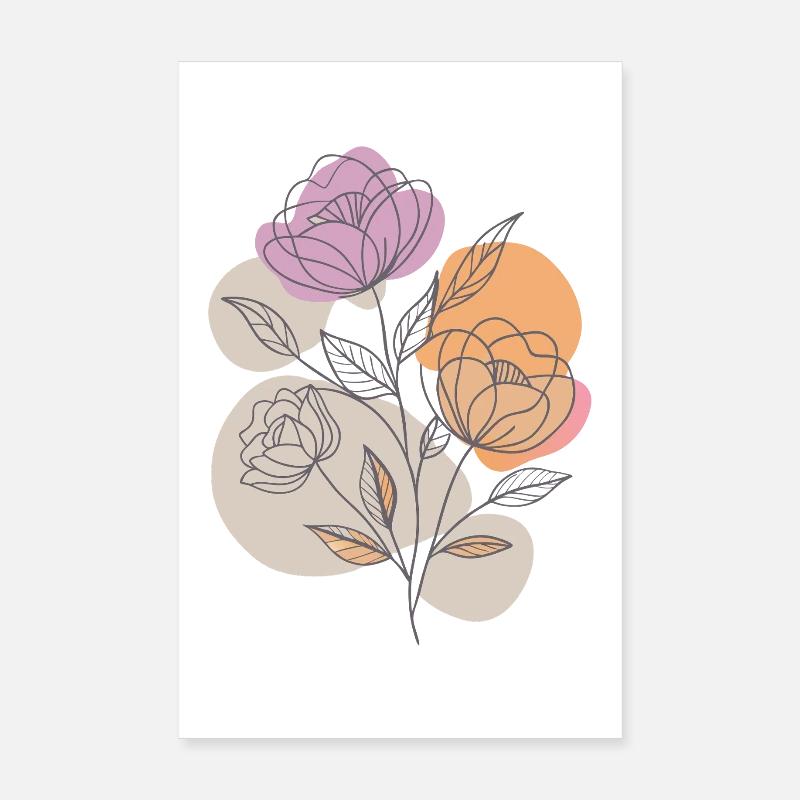 Fleurs - Printemps - Été - Dire - Poster 20 x 30 cm - blanc