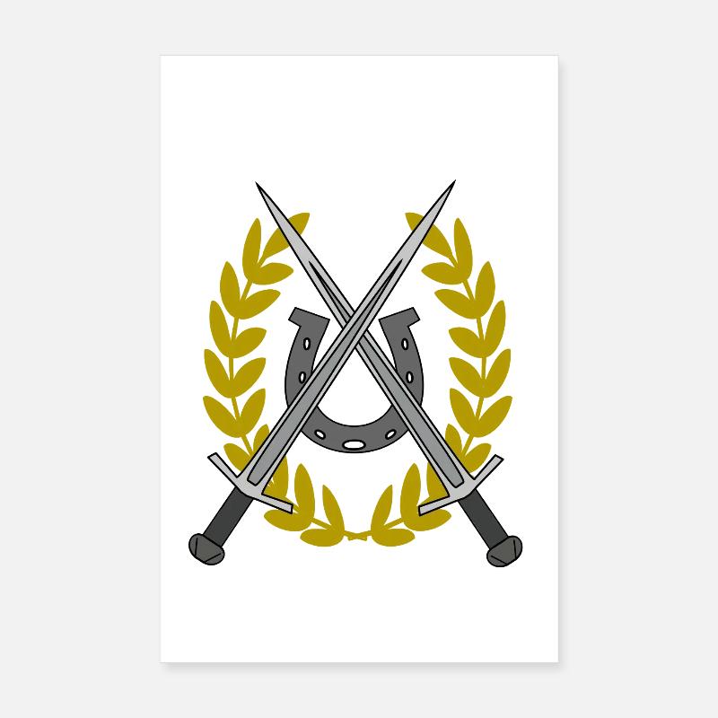 Épée Épées Guerrier Médiéval Fer à cheval Poster 20 x 30 cm