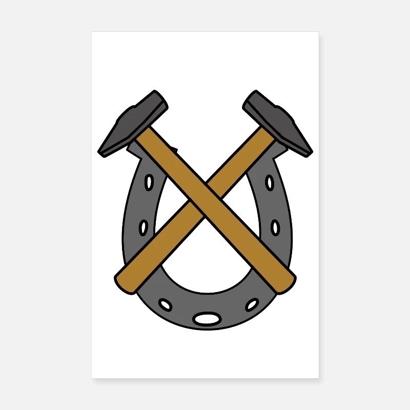 Horseshoe Hammer Blacksmith Professions Poster 8" x 12" (20x30 cm)