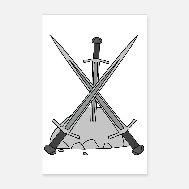 Épée Épées Médiéval Conte de fées Chevalier Poster 20 x 30 cm