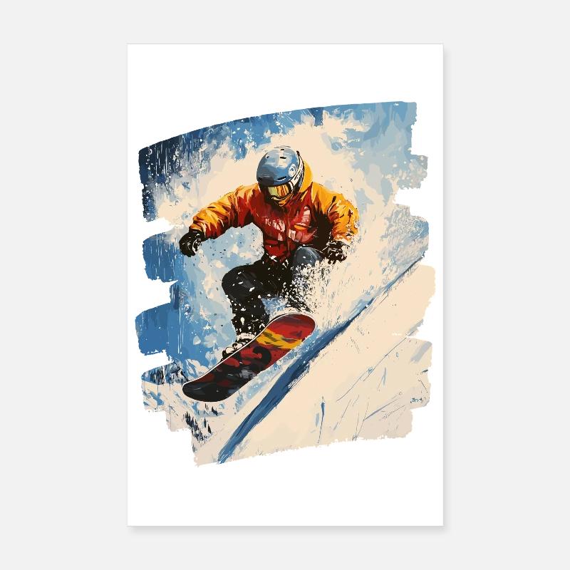 Snowboarder Pulverschnee Poster 20x30 cm