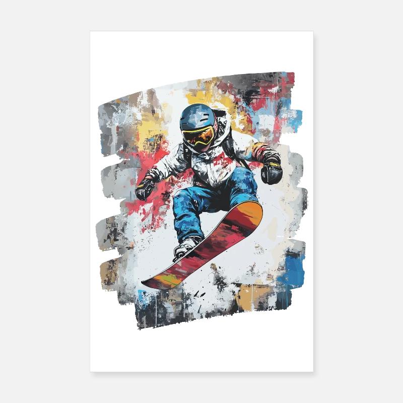Snowboarder Pulverschnee Poster 20x30 cm
