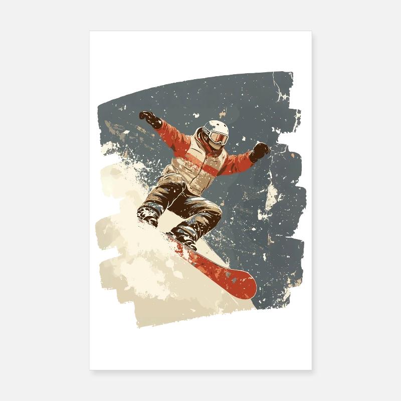 Snowboarder powder snow Poster 8" x 12" (20x30 cm)