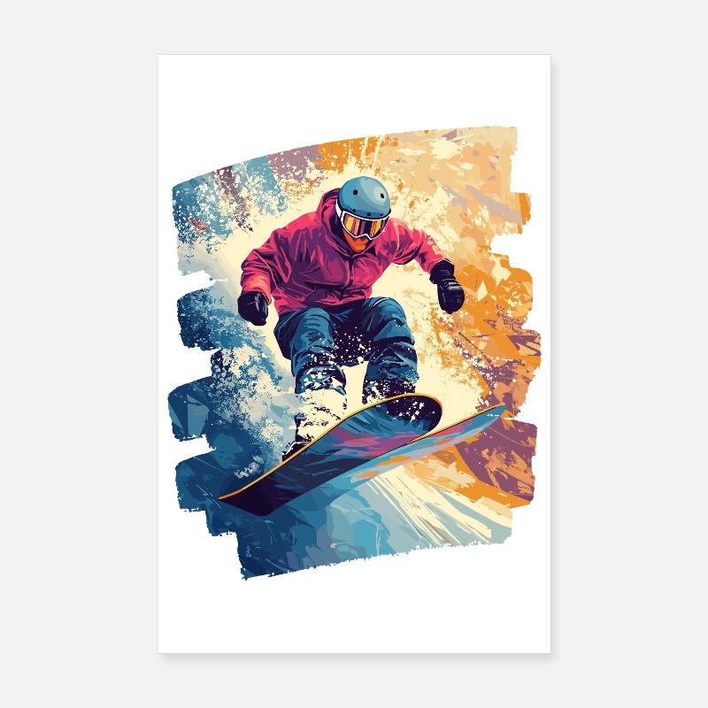 Snowboarder poudreuse Poster 20 x 30 cm