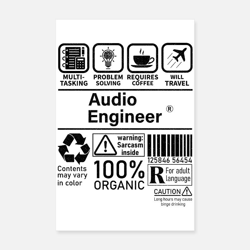 Ingénieur du son multitâche résolution de problèmes Poster 20 x 30 cm