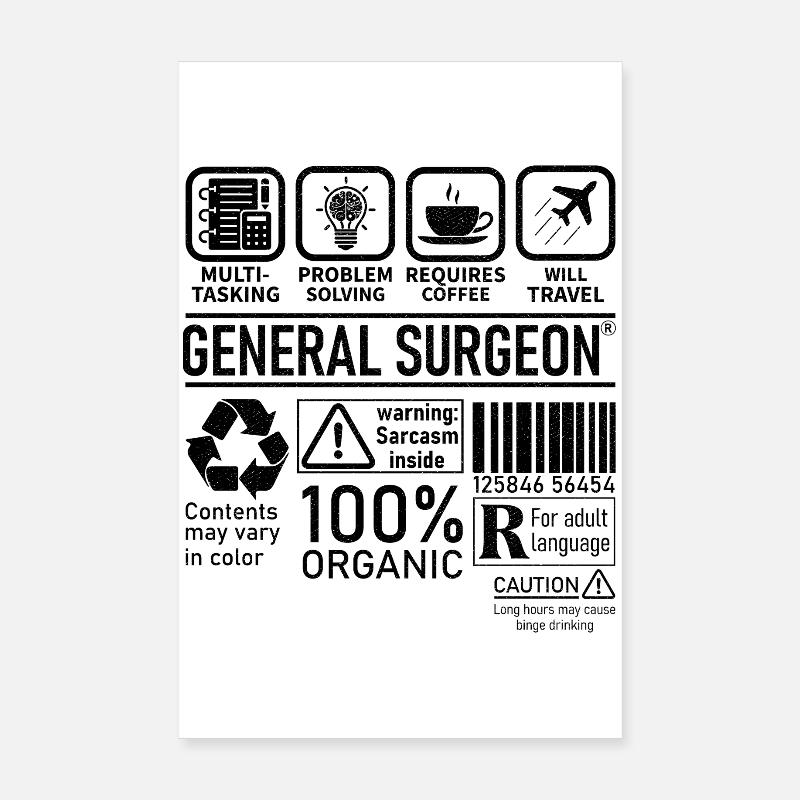 Chirurgien généraliste multitâche résolution de problèmes Poster 20 x 30 cm