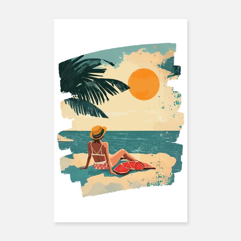 Summer Beach Retro Poster 8" x 12" (20x30 cm)