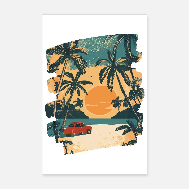 Summer Palm Tree Sunset Poster 8" x 12" (20x30 cm)