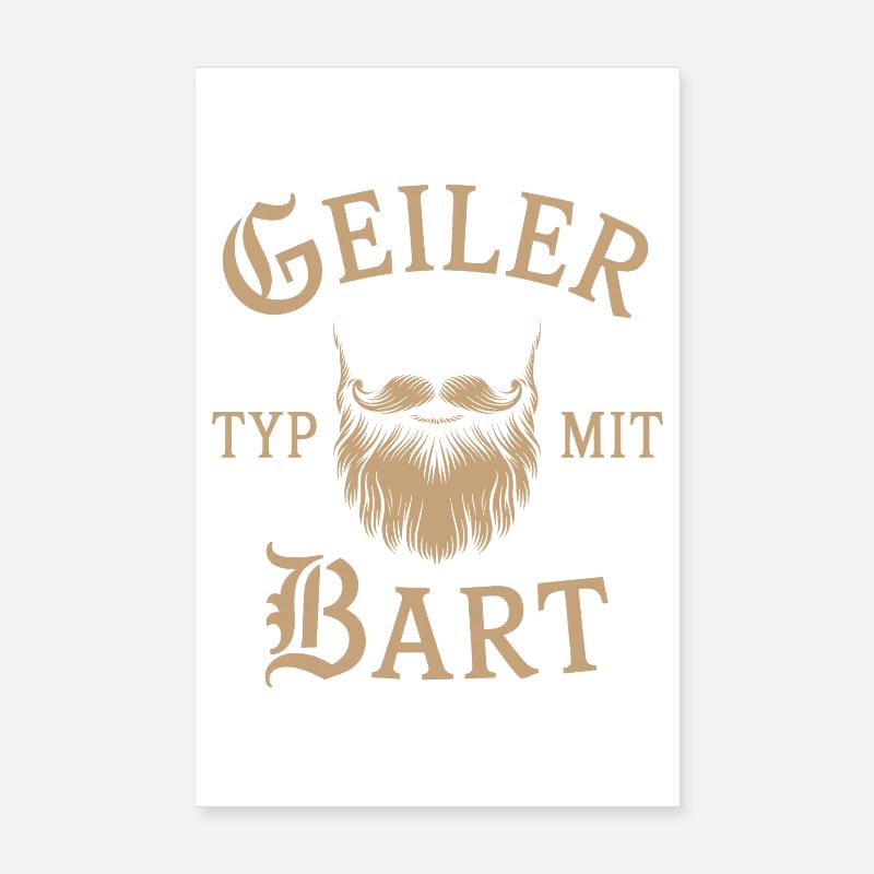 gars avec barbe barbe barbier barbe complète Poster 20 x 30 cm