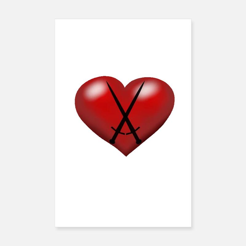 Coeur Coeurs Épées Épée Épéiste Poster 20 x 30 cm