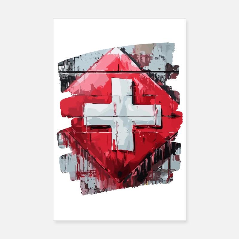 Schweizer Flagge Schweiz Poster 20x30 cm