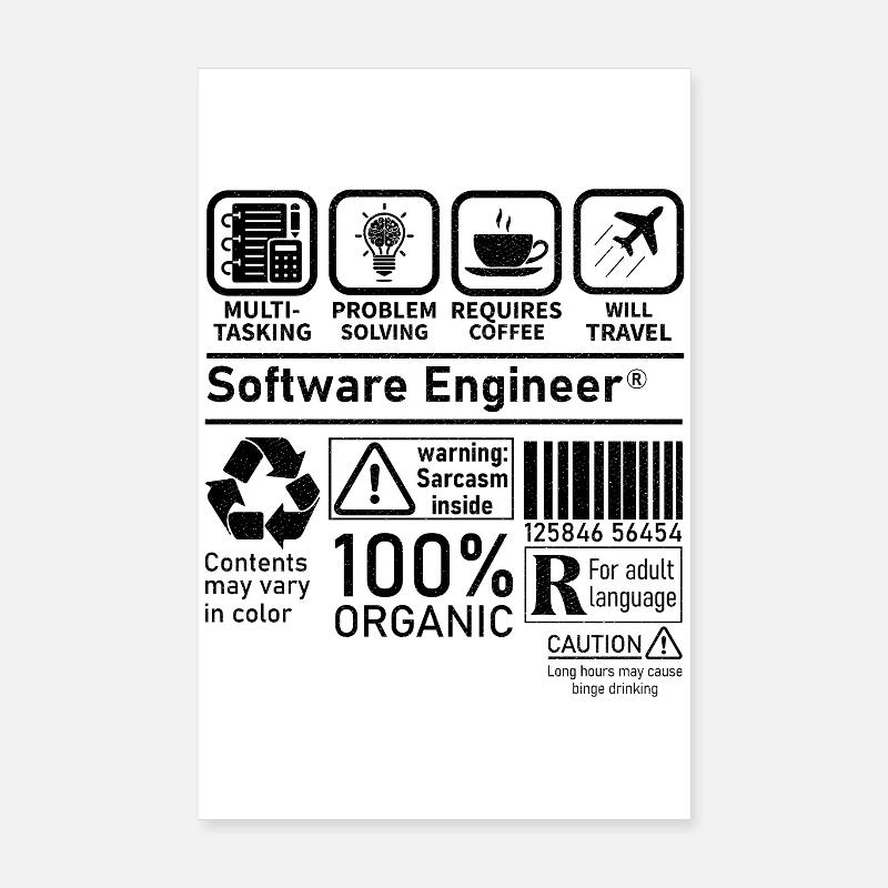 Ingénieur logiciel Multi tâche Résolution de problèmes Poster 20 x 30 cm
