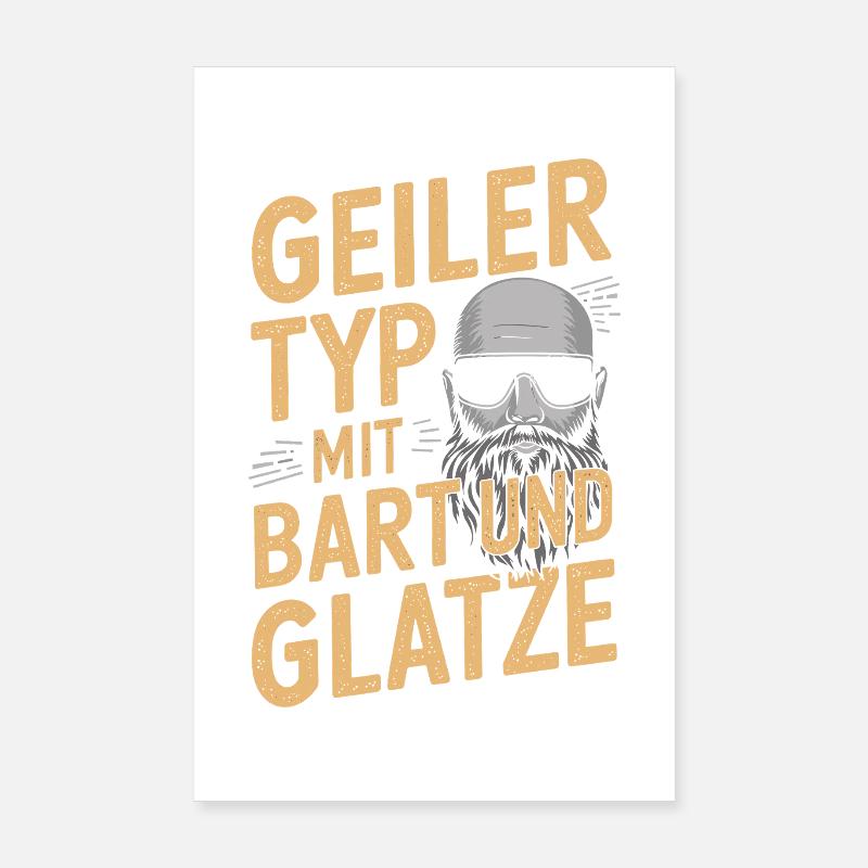 Geiler Typ Mit Bart & Glatze Glatzkopf Bartträger Poster 20x30 cm