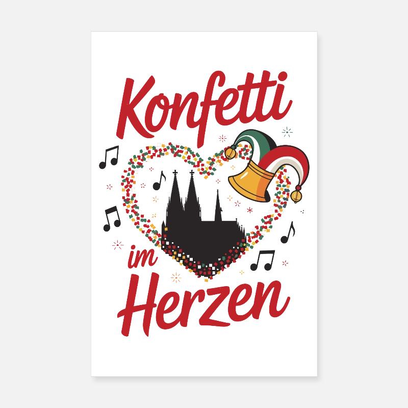 Köln Konfetti Im Herzen Karneval Herz Kölner Köln Poster 20x30 cm