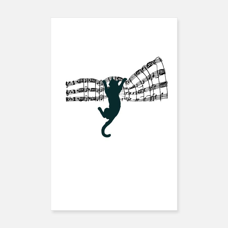 Chat musical grimpe sur les partitions Poster 20 x 30 cm