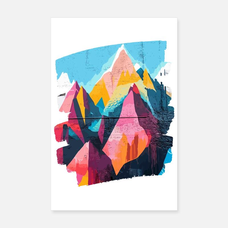 Berge - Poster 20x30 cm - Weiß