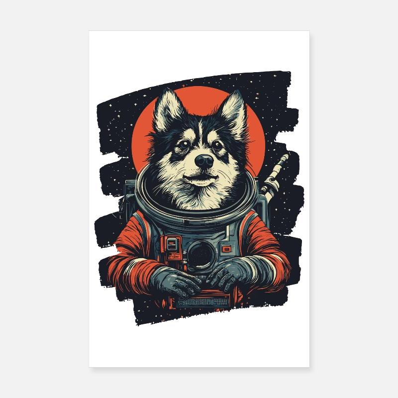 Astronaute husky Poster 20 x 30 cm