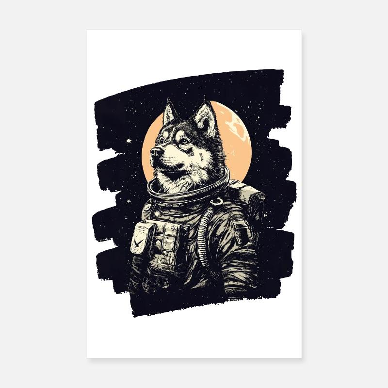 Astronaute husky Poster 20 x 30 cm