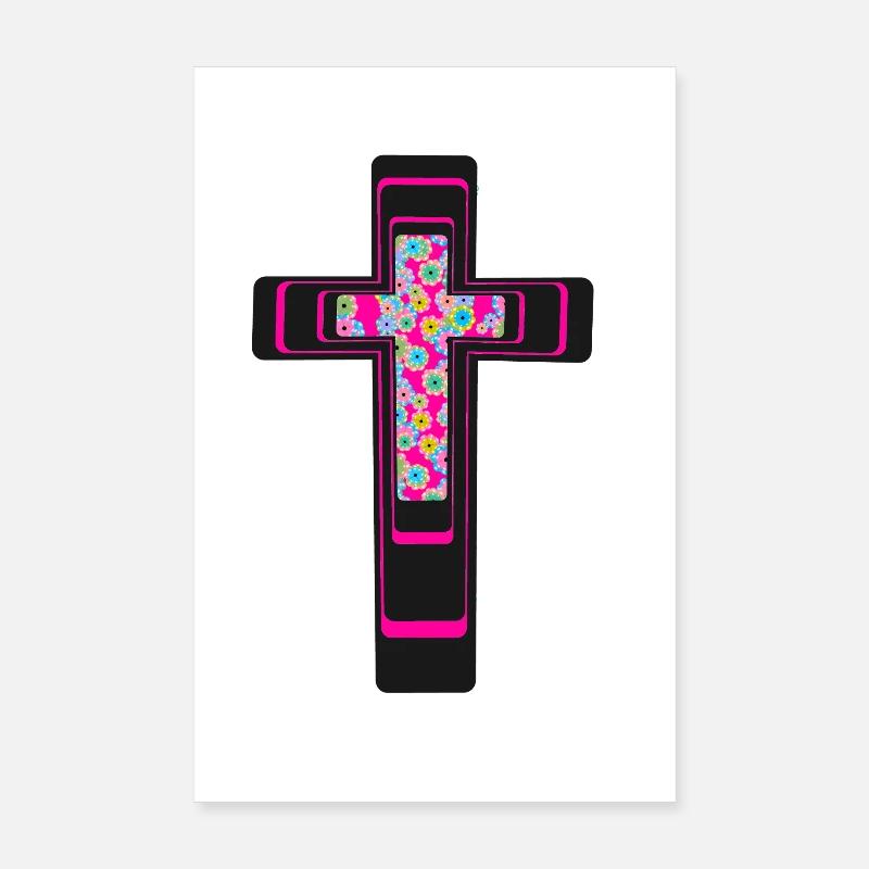 Croix Fleurs Croix Crucifix Poster 20 x 30 cm