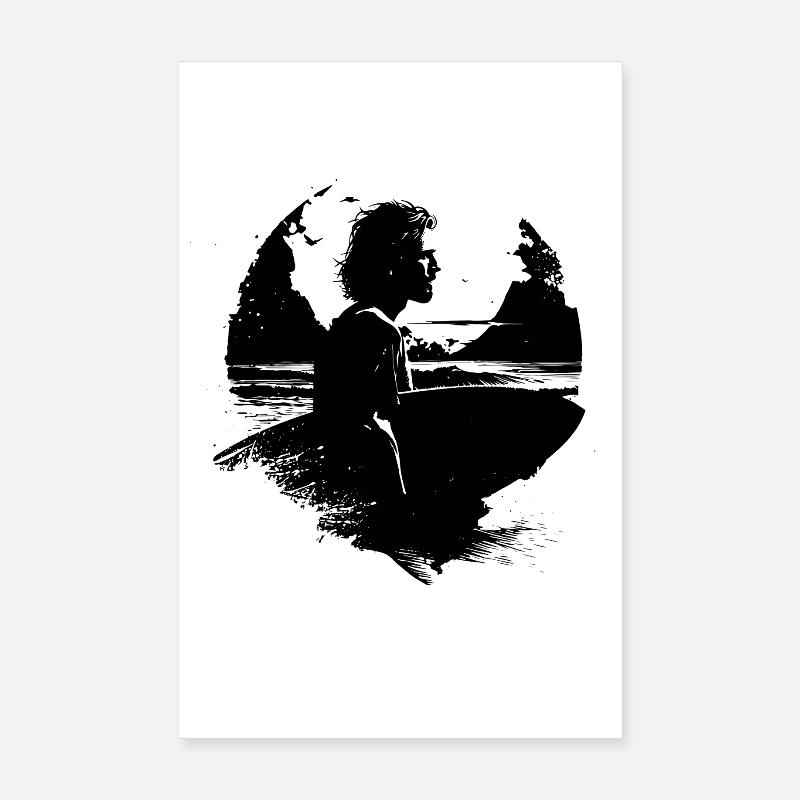 Dessin de surfeur Poster 20 x 30 cm