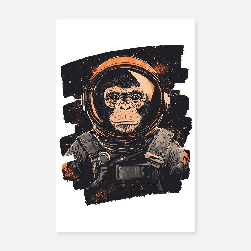 Monkey Astronaut Poster 8" x 12" (20x30 cm)