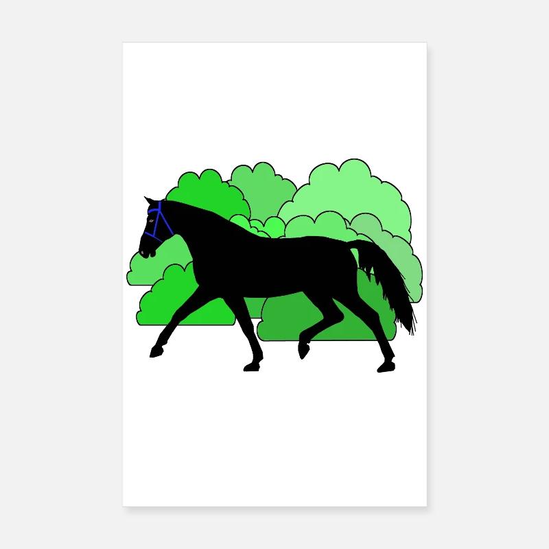 Cheval Cheval Noir Poster 20 x 30 cm